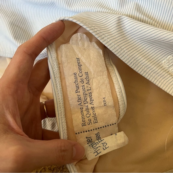 Albion Fit swim blue pinstripe Bella ruffle crop top and high waist bottom set - Picture 3 of 4